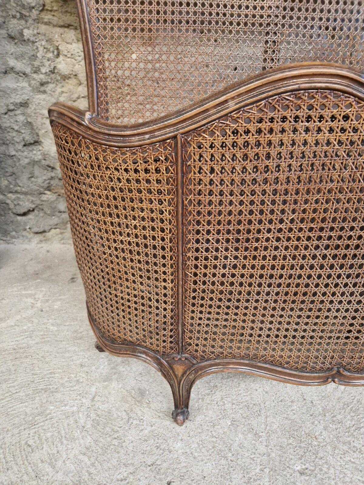Antique French Cane Bed Corbeille Curved Footboard Louis XV 1