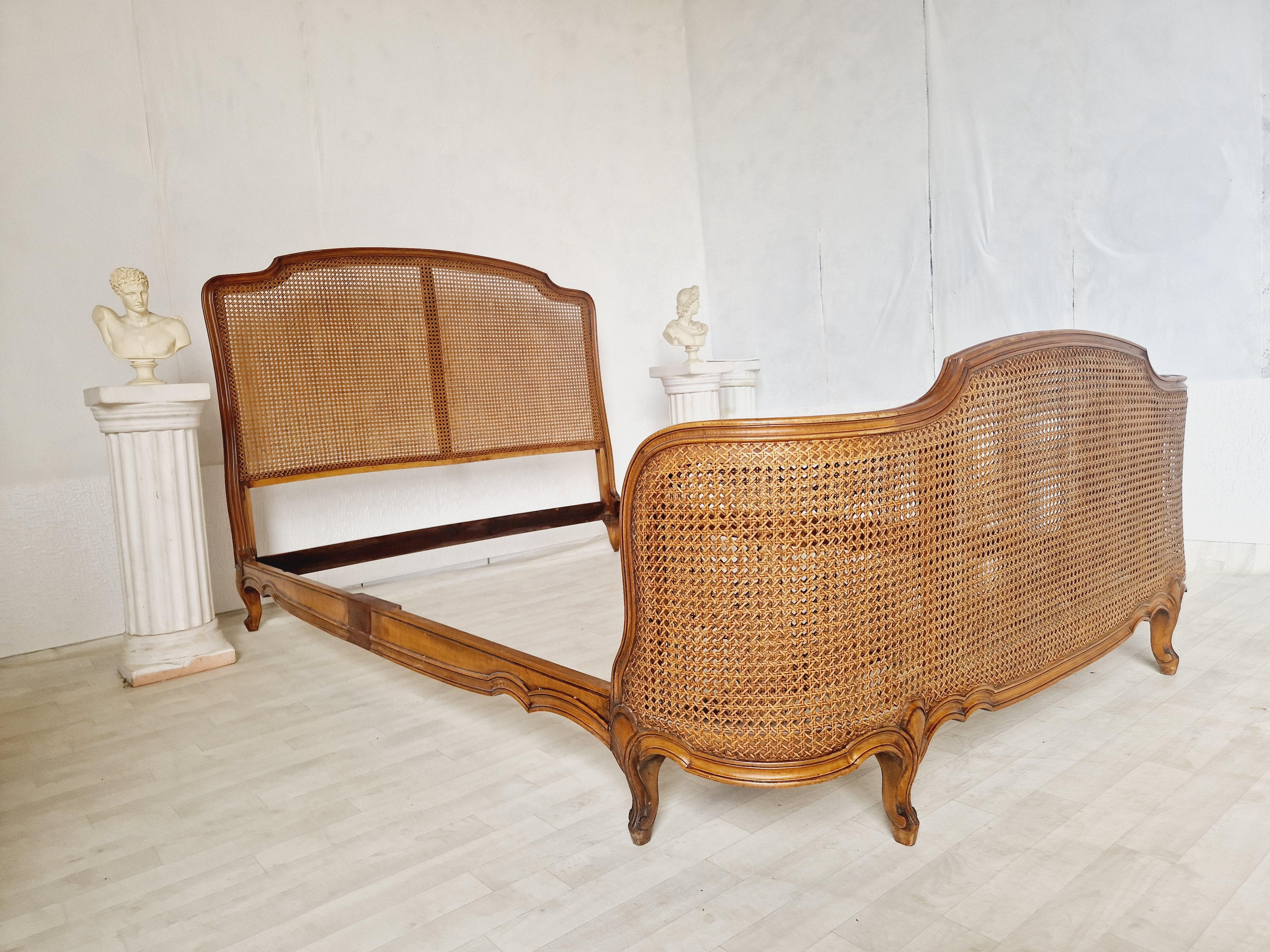 Antique French Cane Bed Corbeille Louis XV Style 5