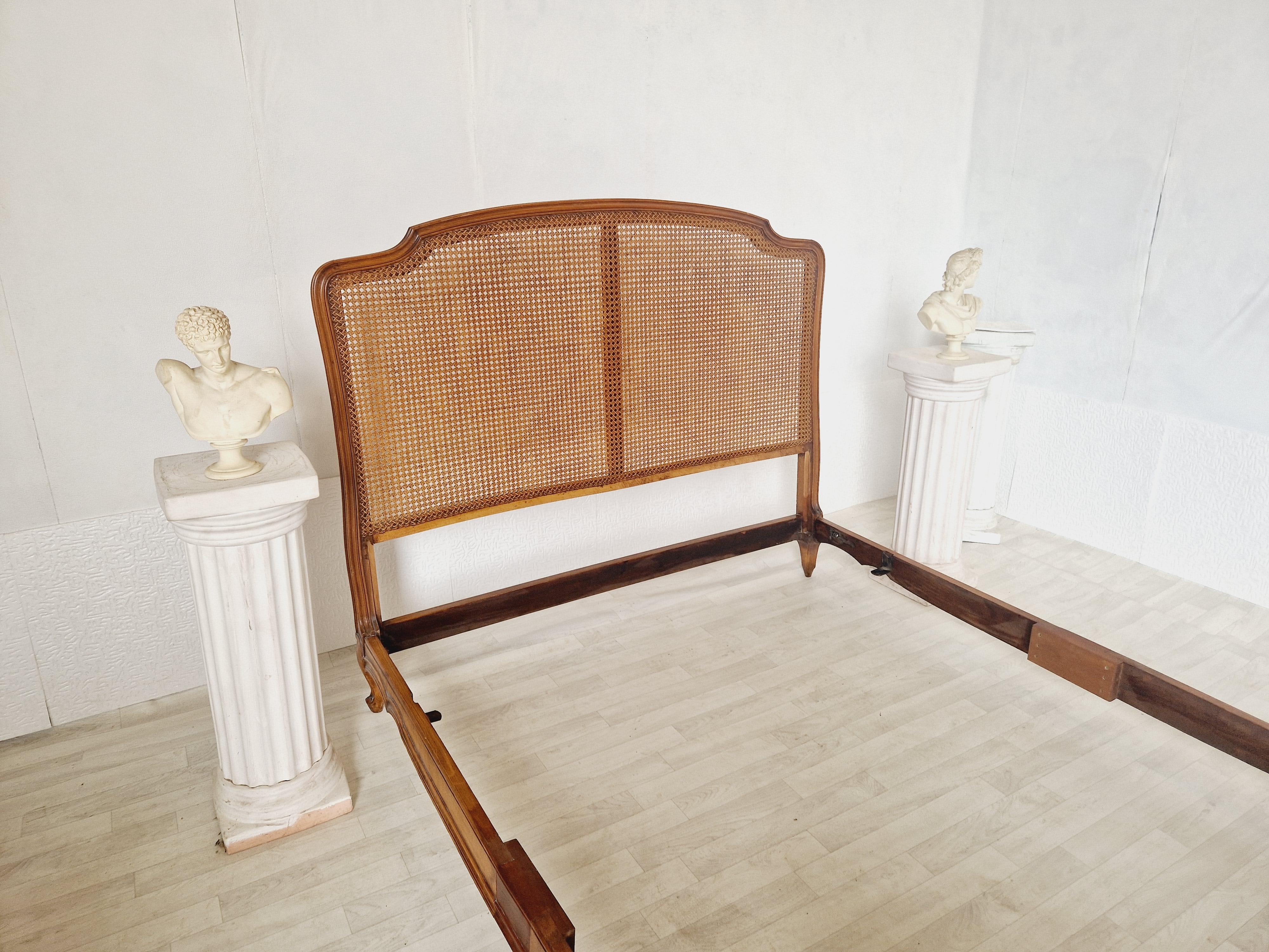 20th Century Antique French Cane Bed Corbeille Louis XV Style