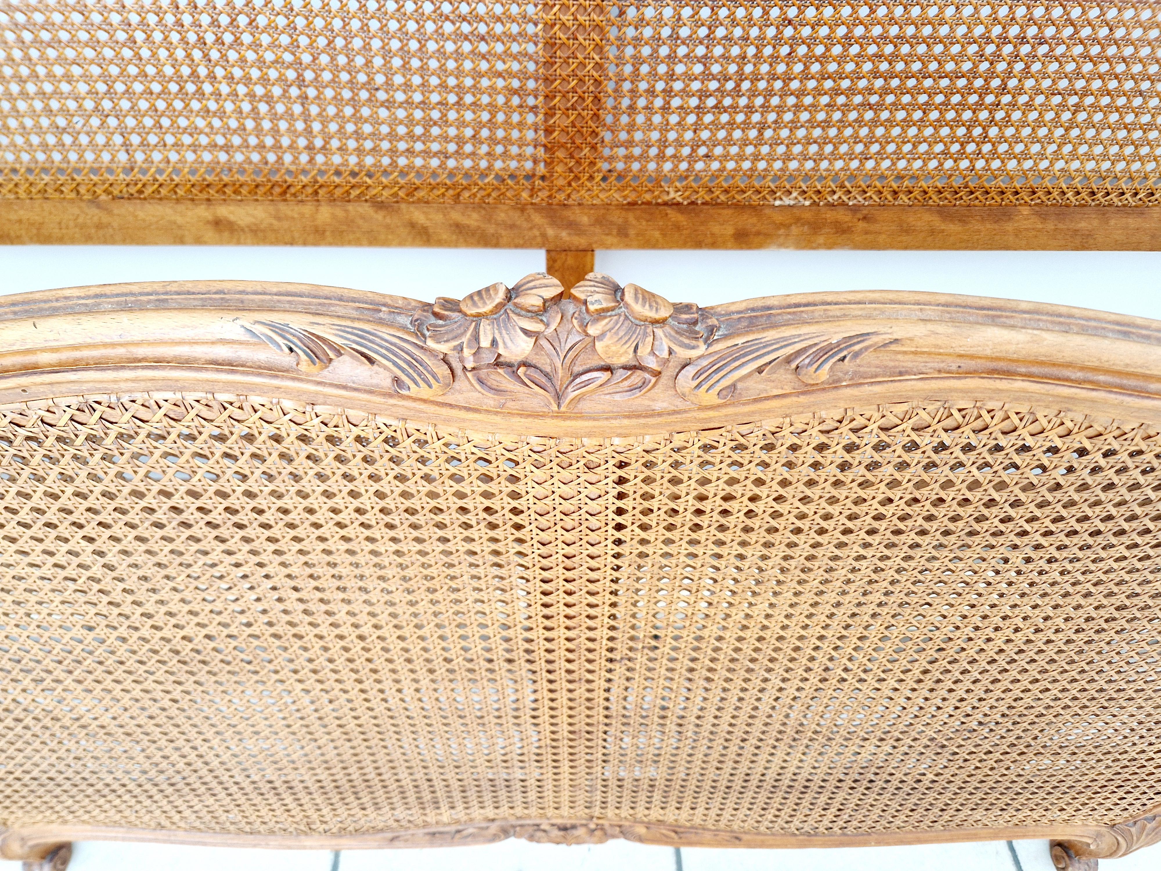 French Louis XV Style Brown Cane Corbeille Bed 2