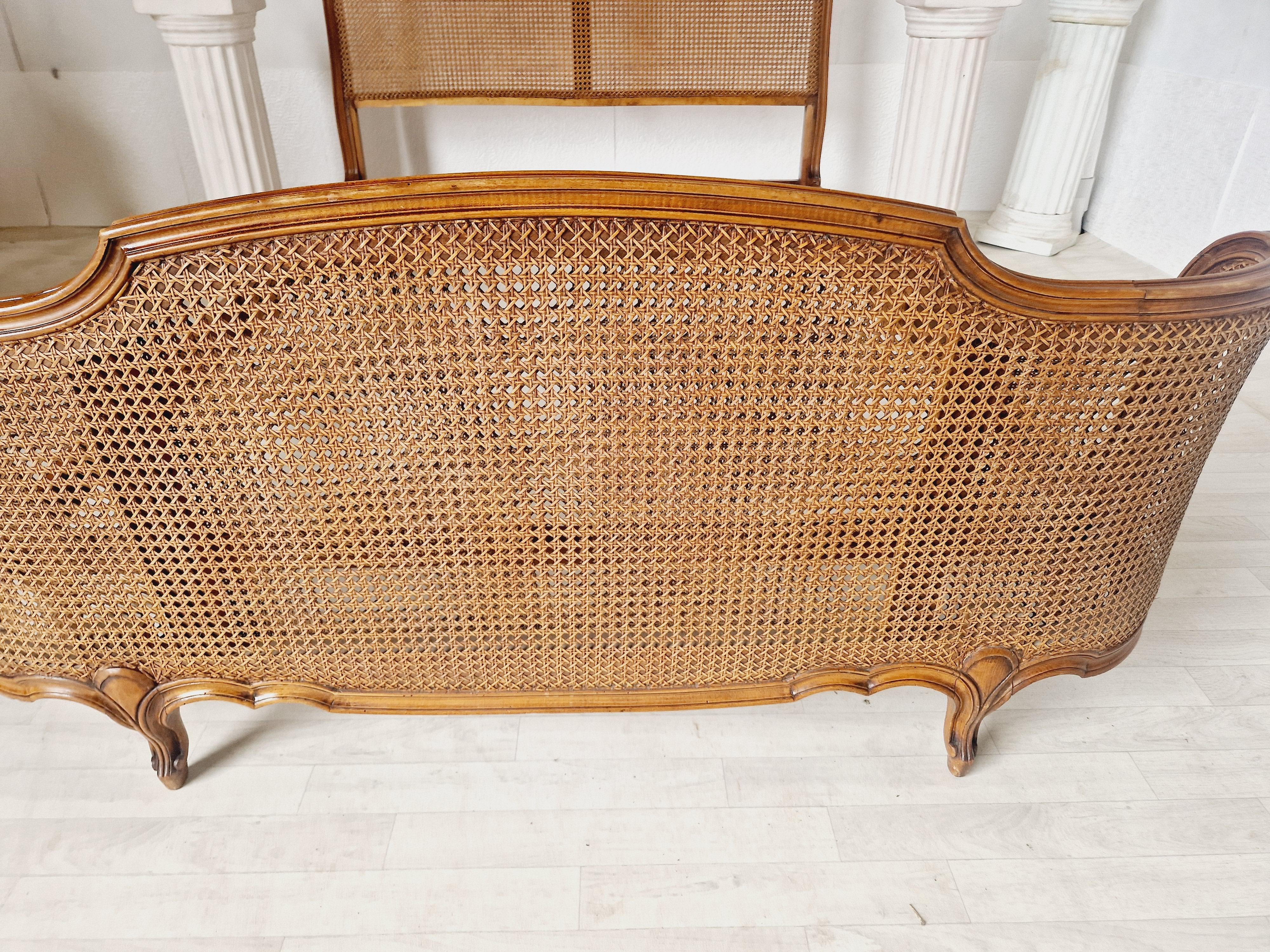 Antique French Cane Bed Corbeille Louis XV Style 3