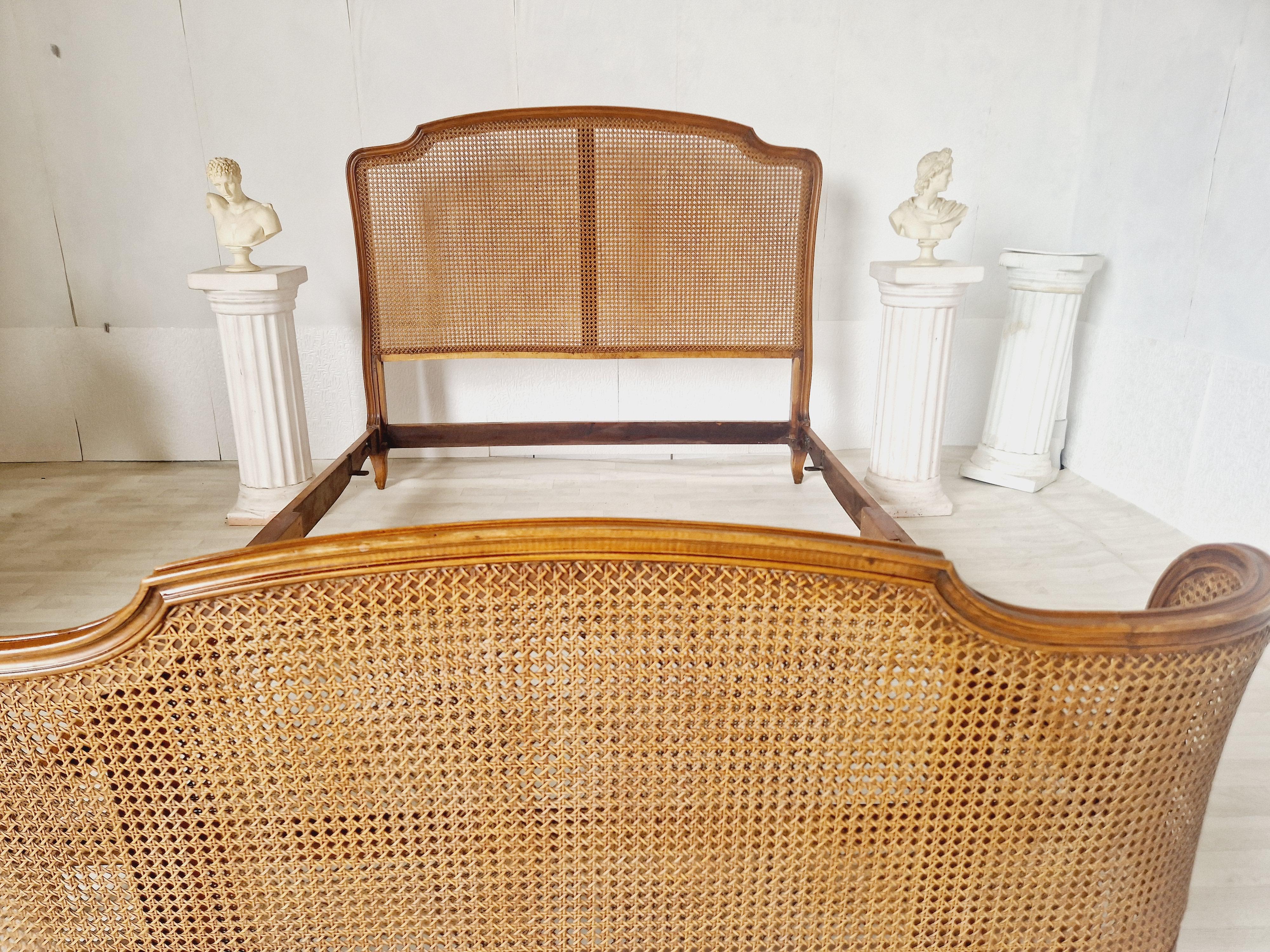 Antique French Cane Bed Corbeille Louis XV Style 4
