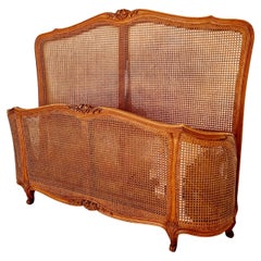 Letto francese Louis Cane Corbeille marrone in stile Luigi XV