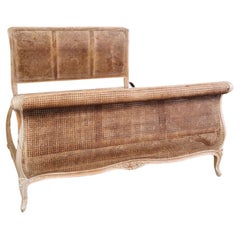 Used French Cane Sleigh Bed Louis XV 