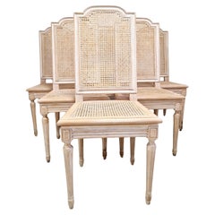 Antique French Cane Dining Chairs (6)