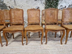 Antique French Cane Dining Chairs Suite of 10
