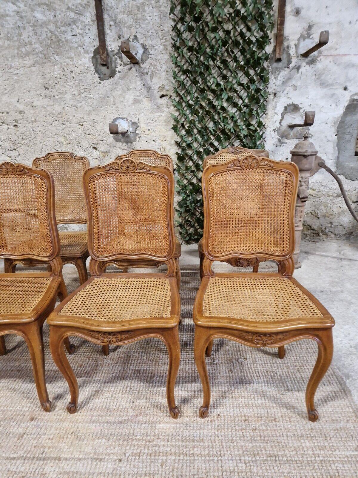 Lacquered Antique French Cane Dining Chairs Suite of 10