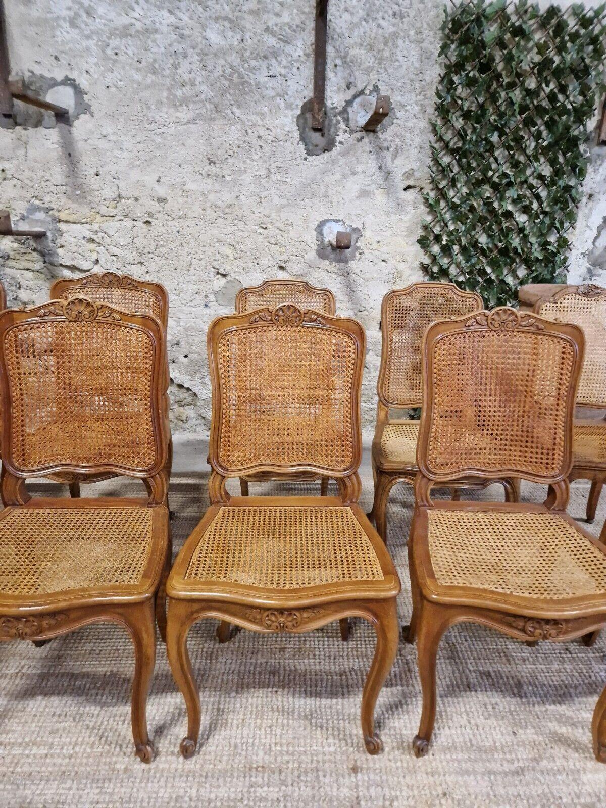 Antique French Cane Dining Chairs Suite of 10 In Good Condition In Buxton, GB