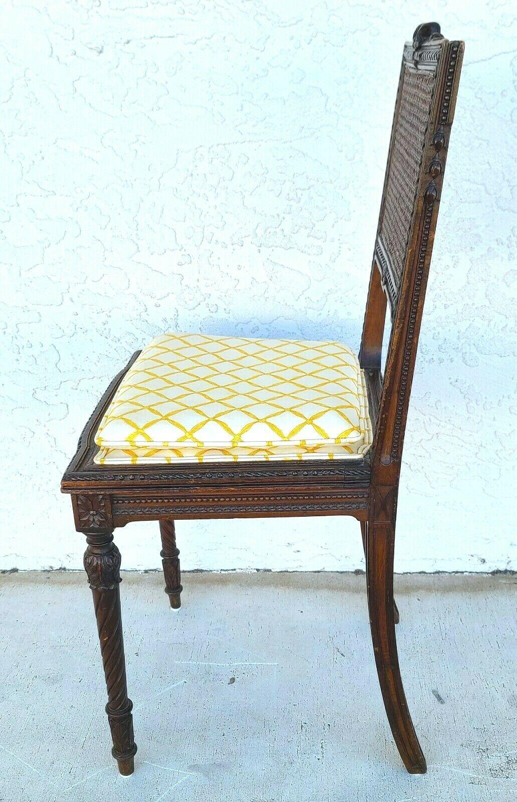 Antique French Cane Walnut Accent Desk Vanity Chair 2