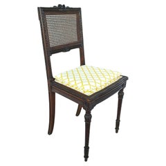 Antique French Cane Walnut Accent Desk Vanity Chair
