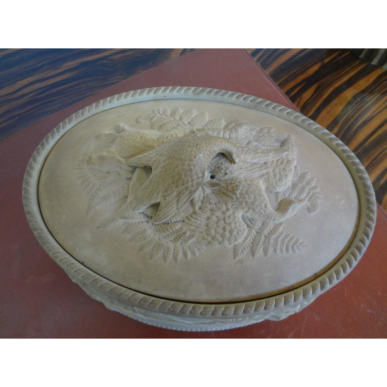 Napoleon III Antique French Caneware Game Pie Dish or Tureen with Liner For Sale