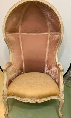 Antique French Canopy Porters Balloon Chair