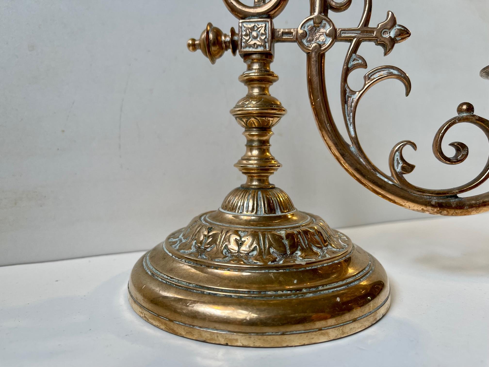 Antique French Cantilever Piano Candlesticks in Bronze, 19th Cen In Good Condition In Esbjerg, DK