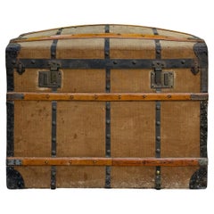 Antique French Canvas Dome Top Trunk, France, 19th Century