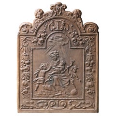 Plaque de cheminée française ancienne Caritas, 19ème siècle
