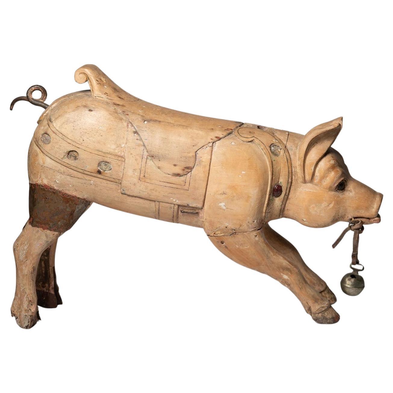 Antique French carousel pig, fairground, fun, quirky, kitchen decoration  For Sale