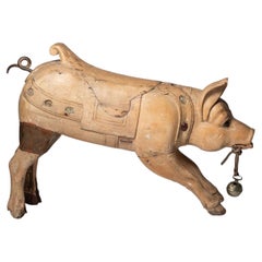 Antique French carousel pig, fairground, fun, quirky, kitchen decoration 