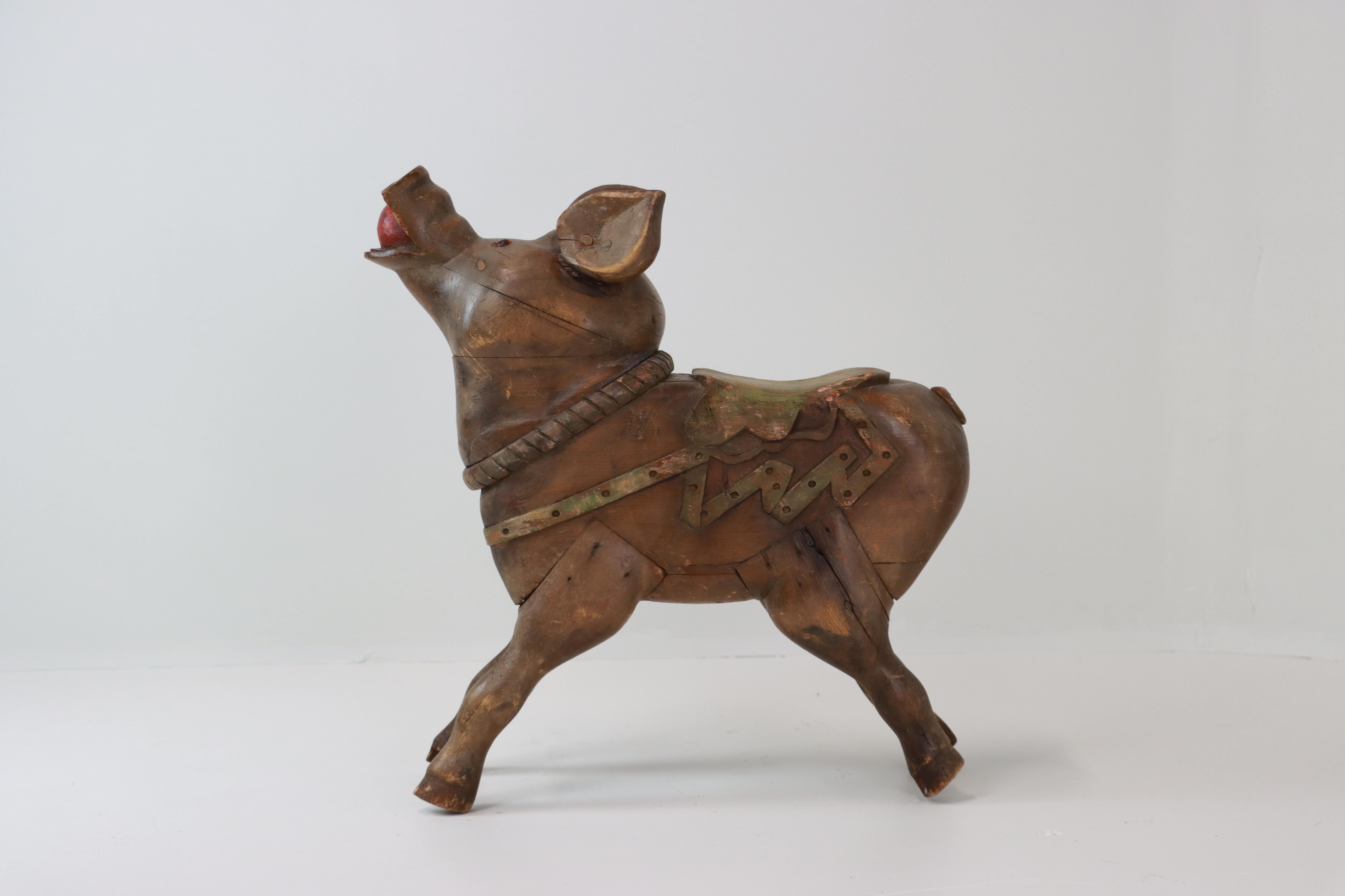 Belle Époque Antique French Carousel Pig For Sale