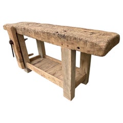 Antique French Carpenter’s Workbench – Early 20th-Century Oak and Ash Worktable