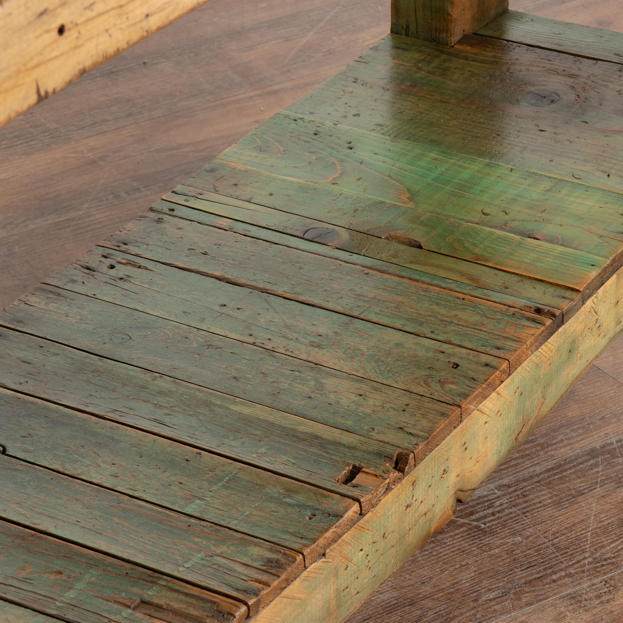 Antique French Carpenter's Workbench Rustic Console Table with Shelf, circa 1900 6