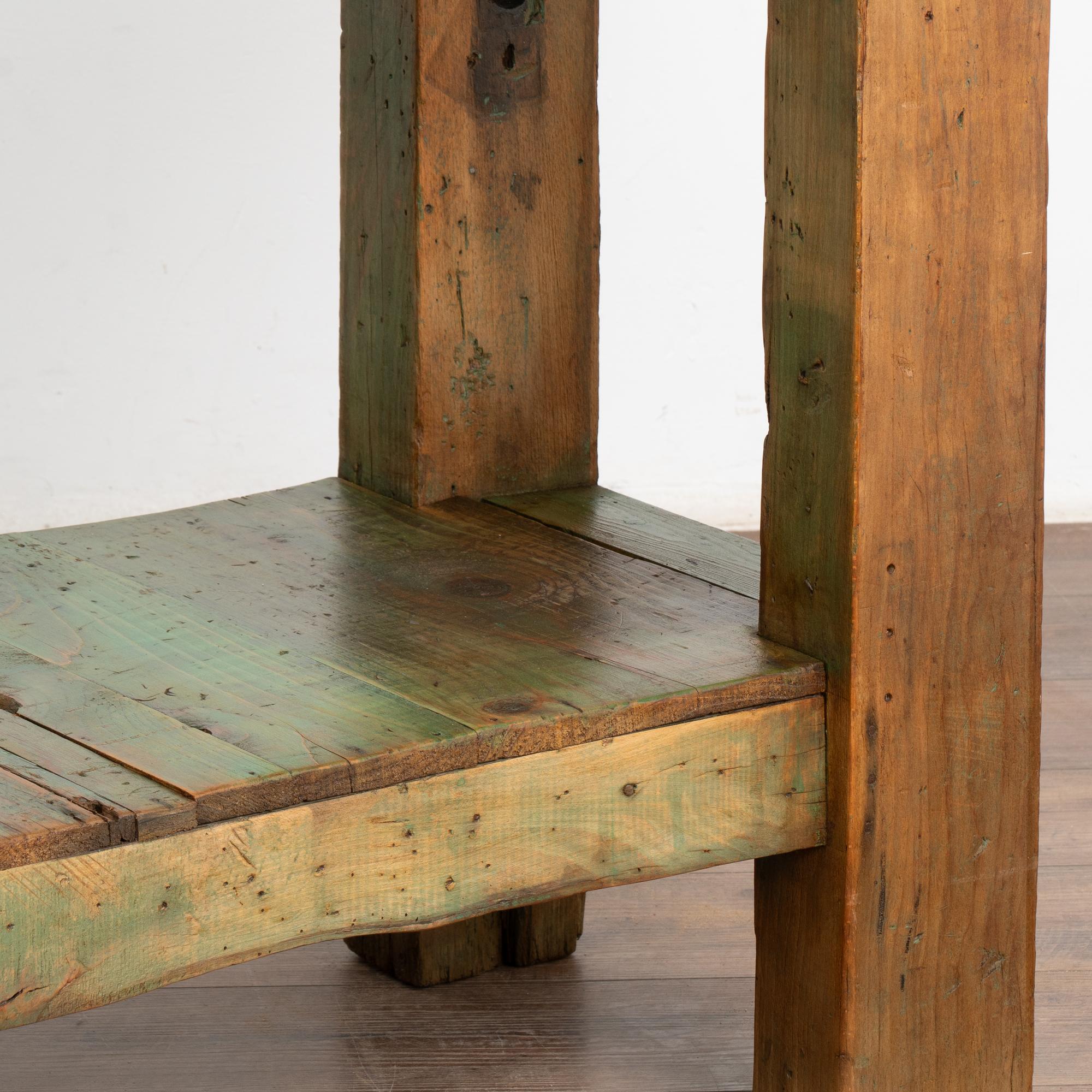 Antique French Carpenter's Workbench Rustic Console Table with Shelf, circa 1900 4
