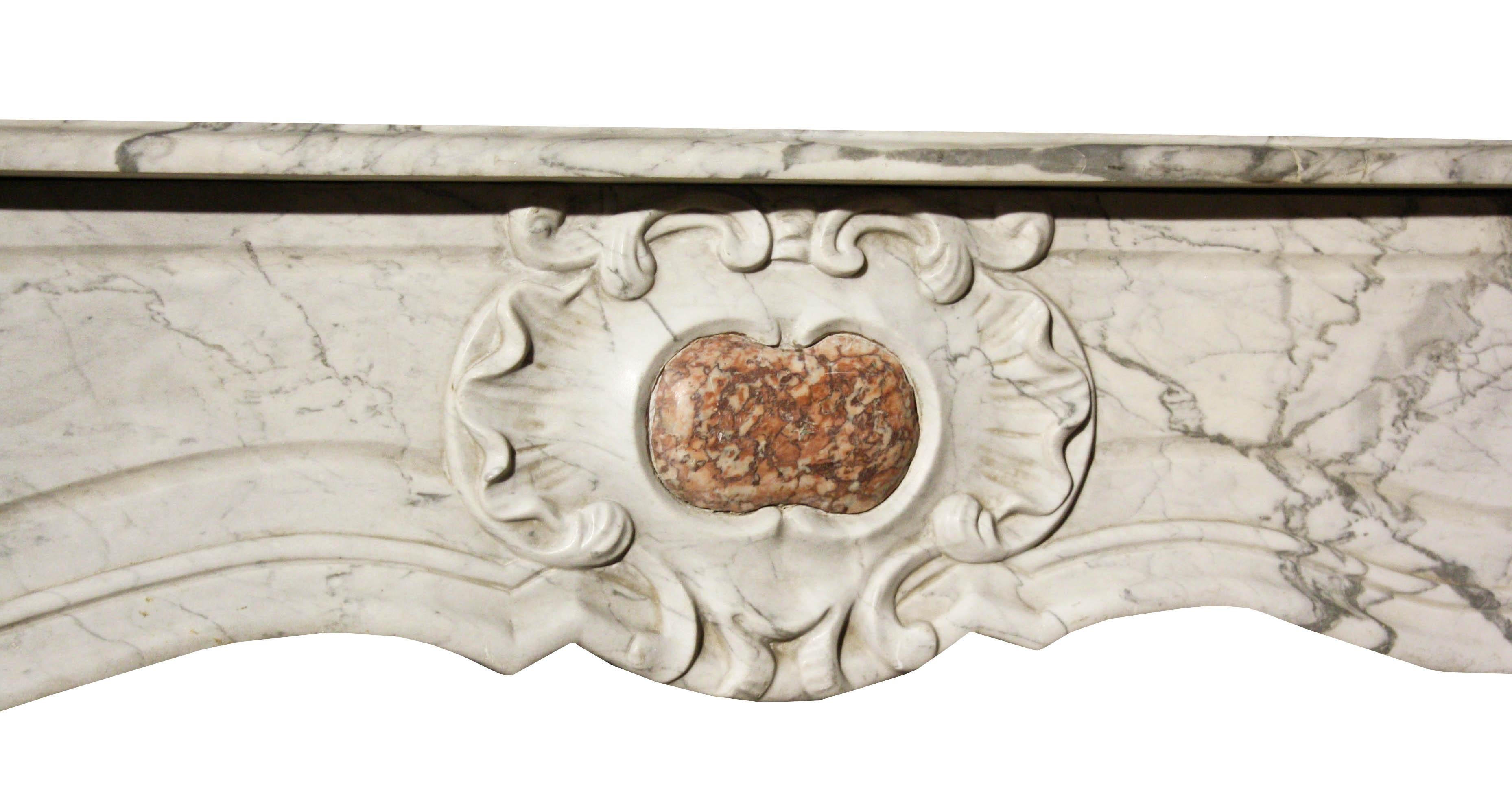 Antique French Carrara Marble Fire Mantel In Good Condition For Sale In Wormelow, Herefordshire