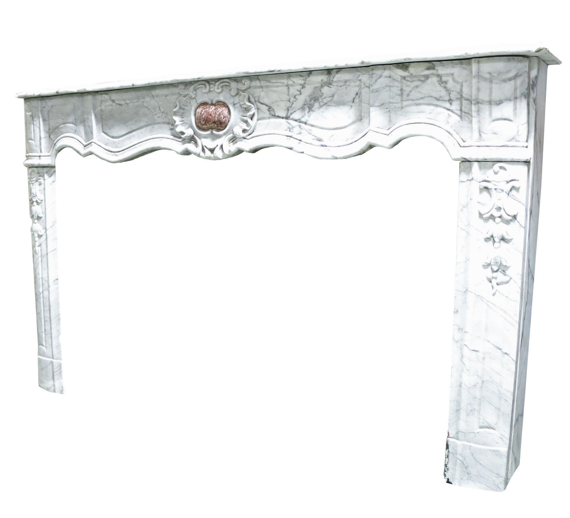 Antique French Carrara Marble Fire Mantel For Sale 1