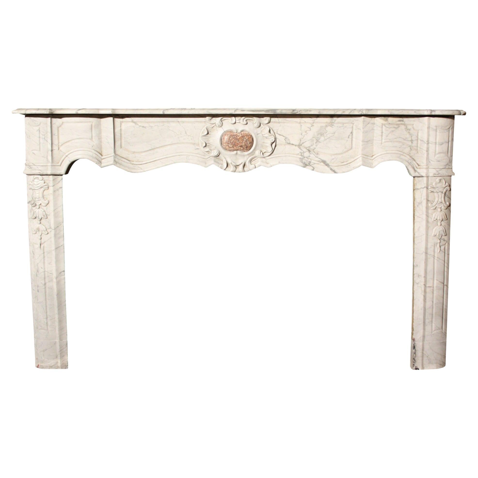 Antique French Carrara Marble Fire Mantel For Sale