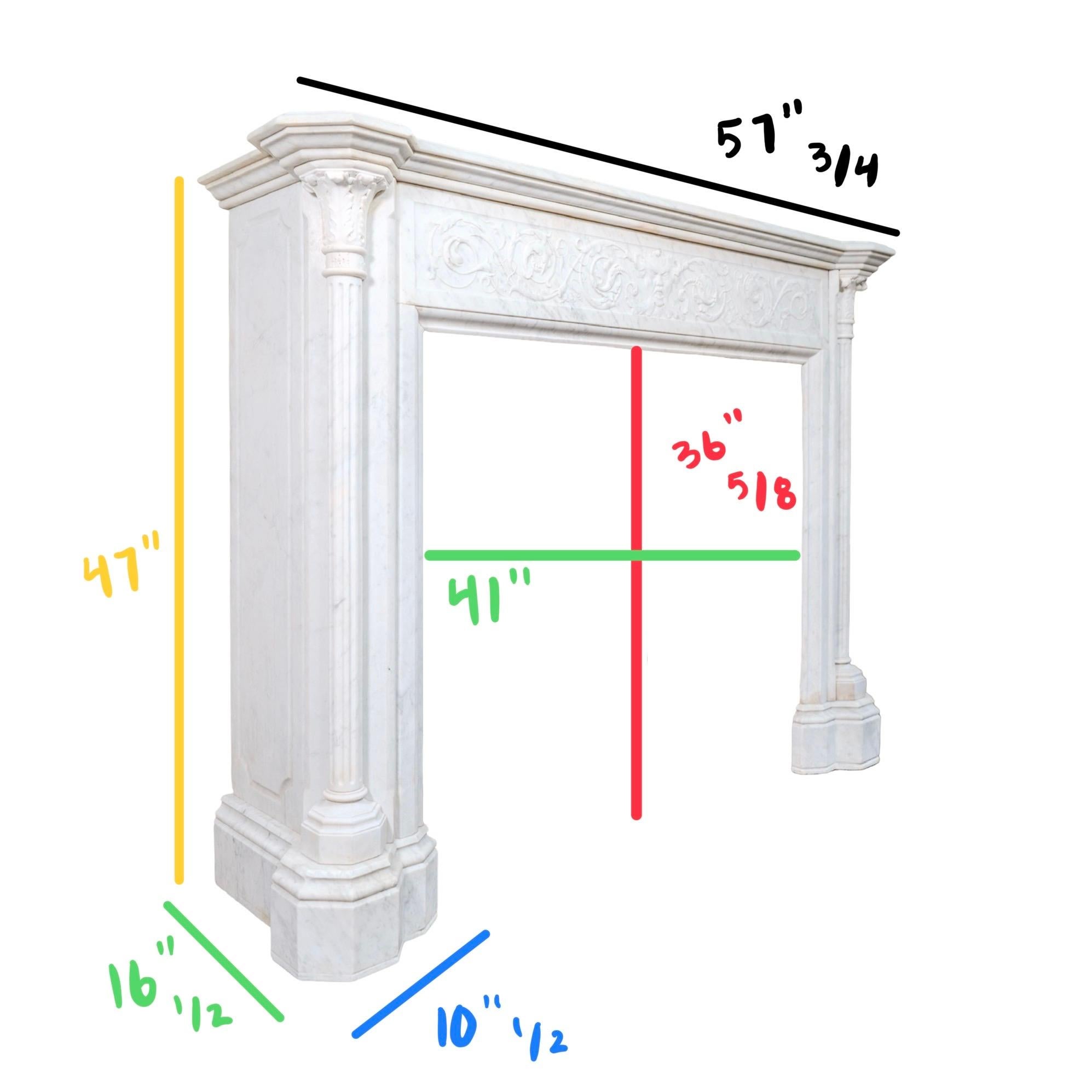 Antique French Carrara Marble Mantel For Sale 6