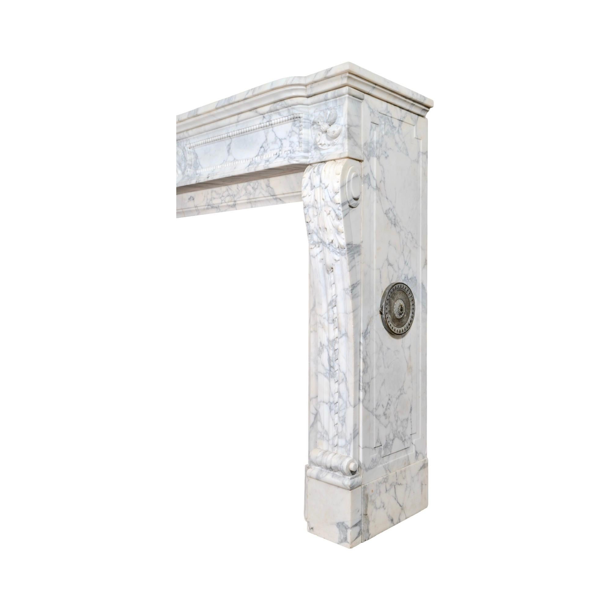 Antique French Carrara Marble Mantel For Sale 6