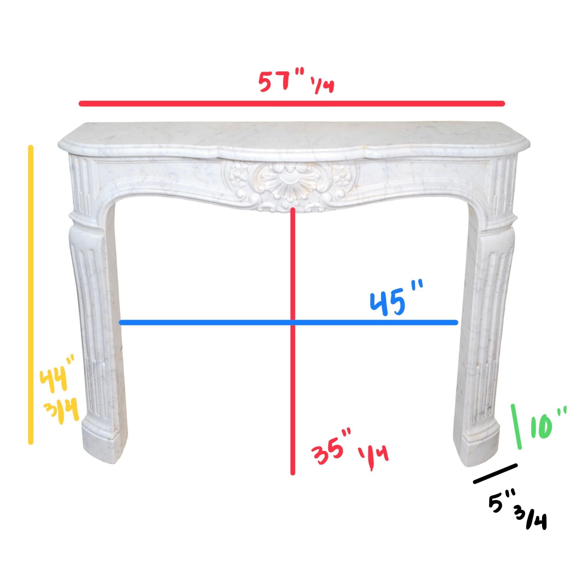 Antique French Carrara Marble Mantel For Sale 7