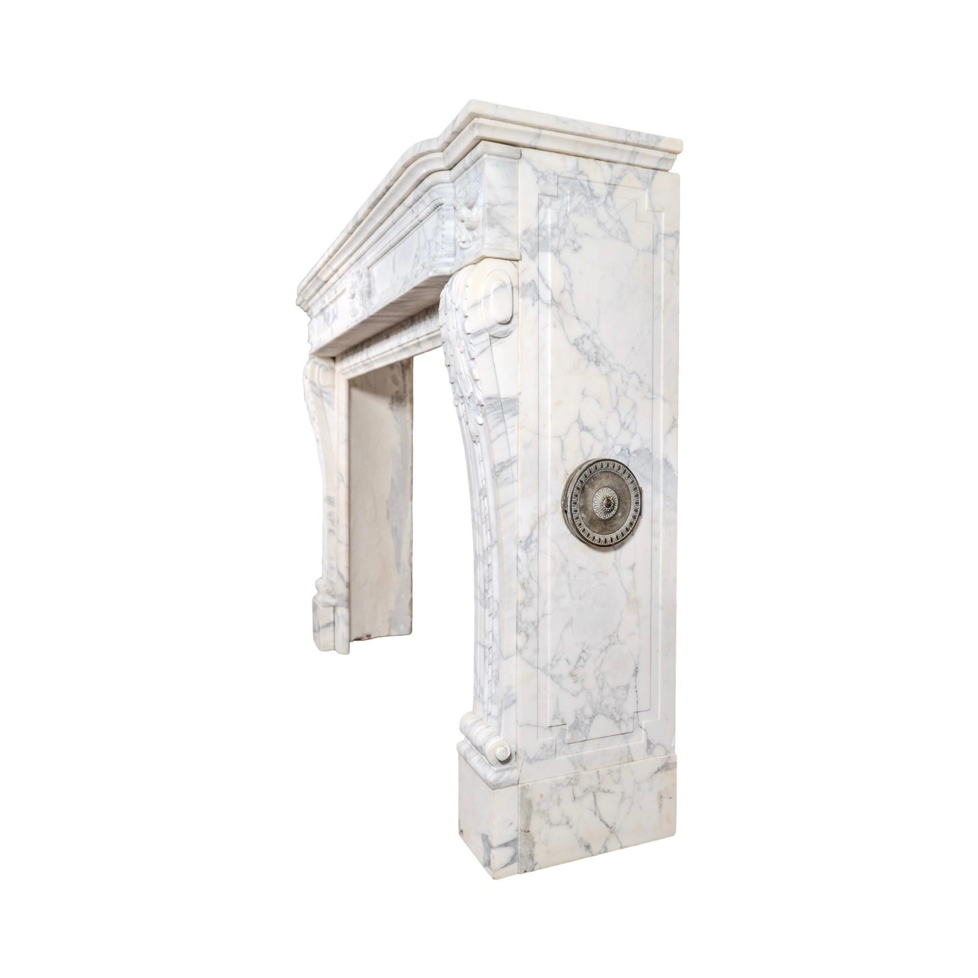 Antique French Carrara Marble Mantel For Sale 9