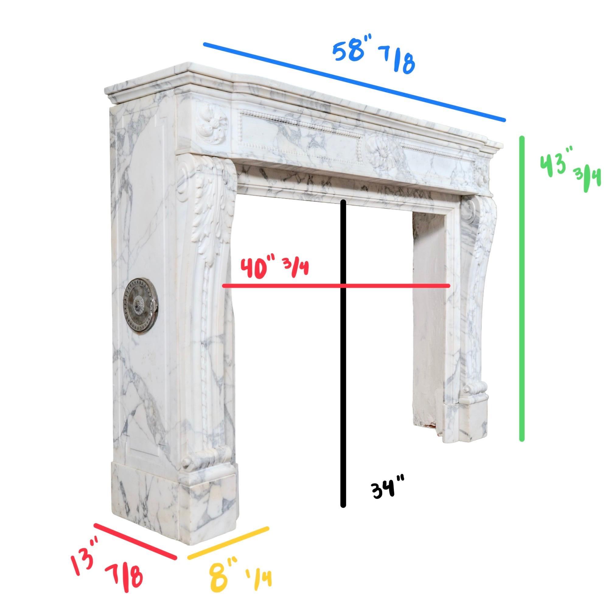 Antique French Carrara Marble Mantel For Sale 10