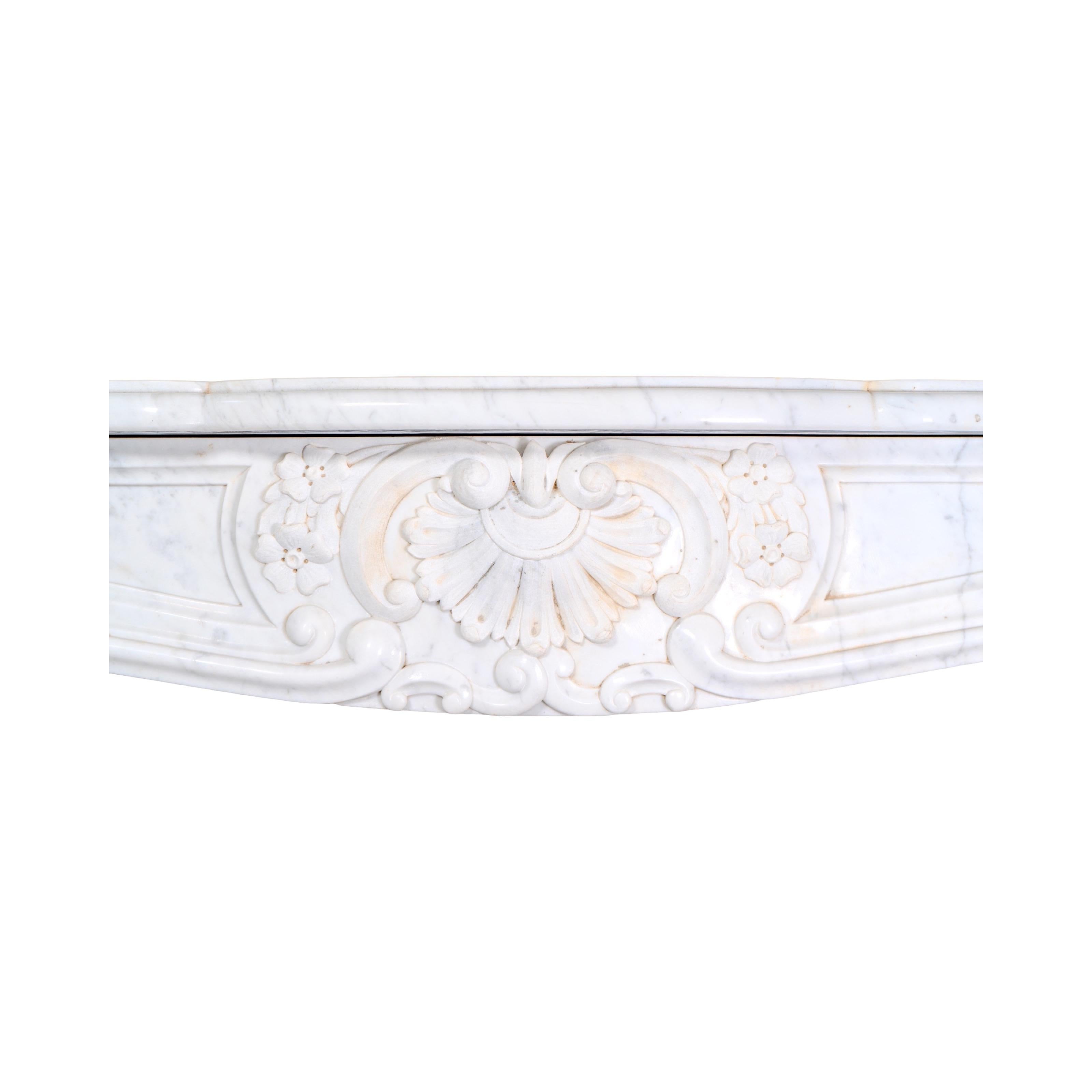 19th Century Antique French Carrara Marble Mantel For Sale