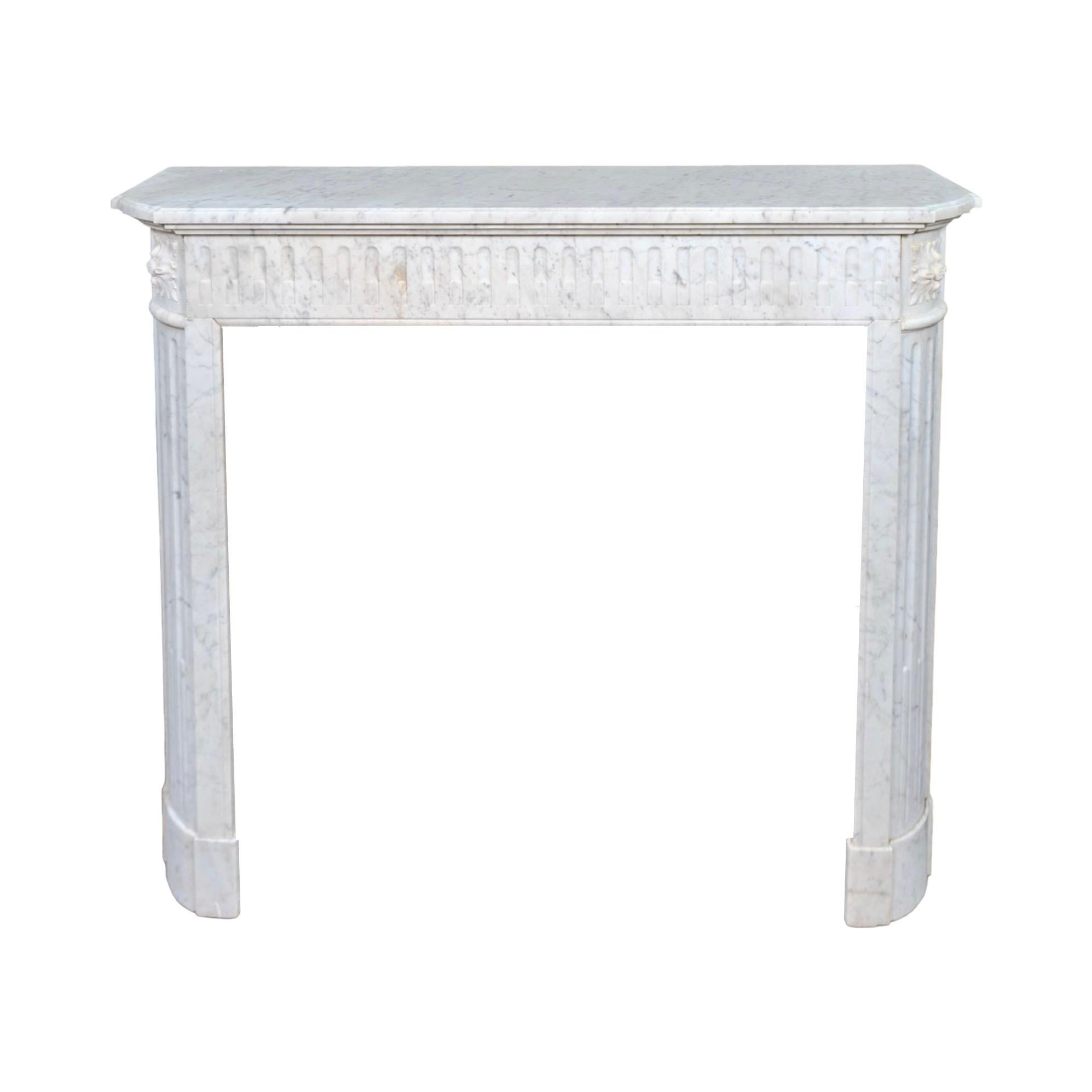 19th Century Antique French Carrara Marble Mantel For Sale