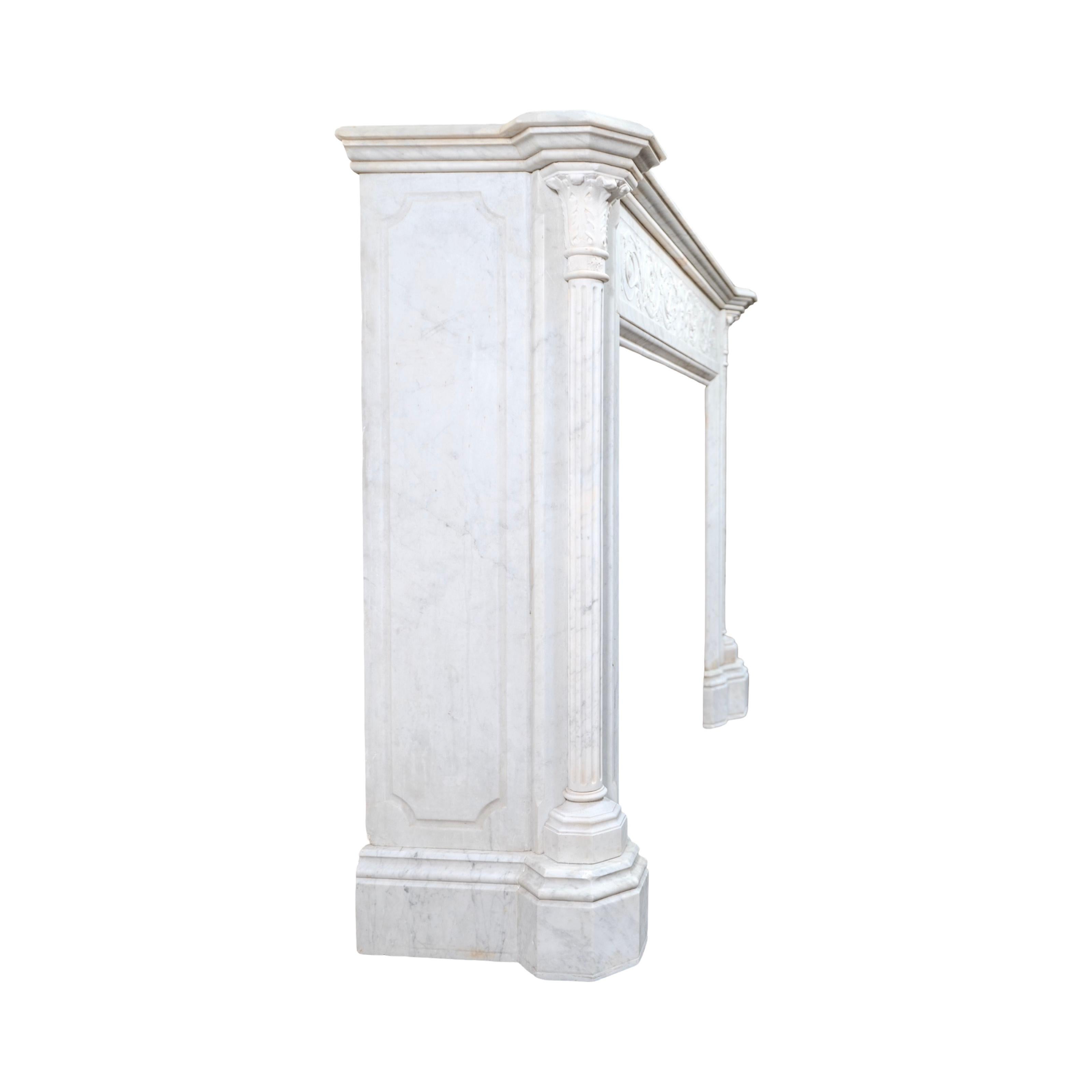Antique French Carrara Marble Mantel For Sale 1