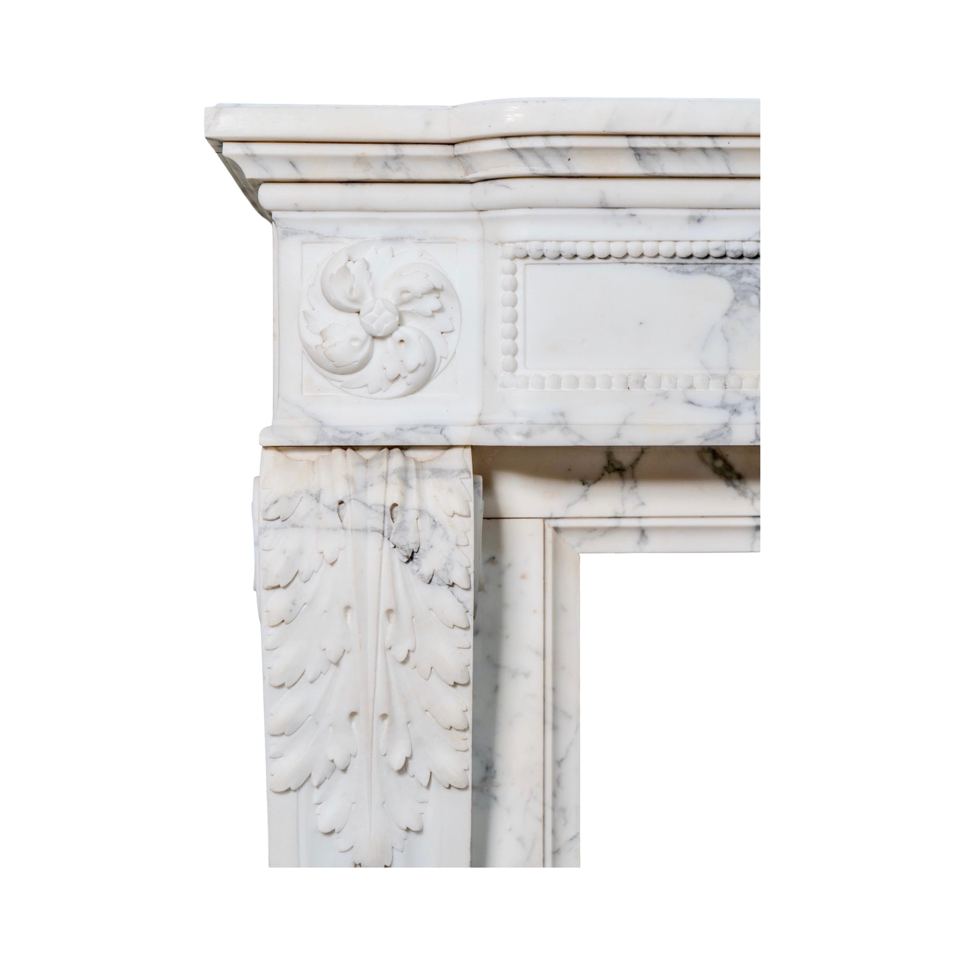 Antique French Carrara Marble Mantel For Sale 1