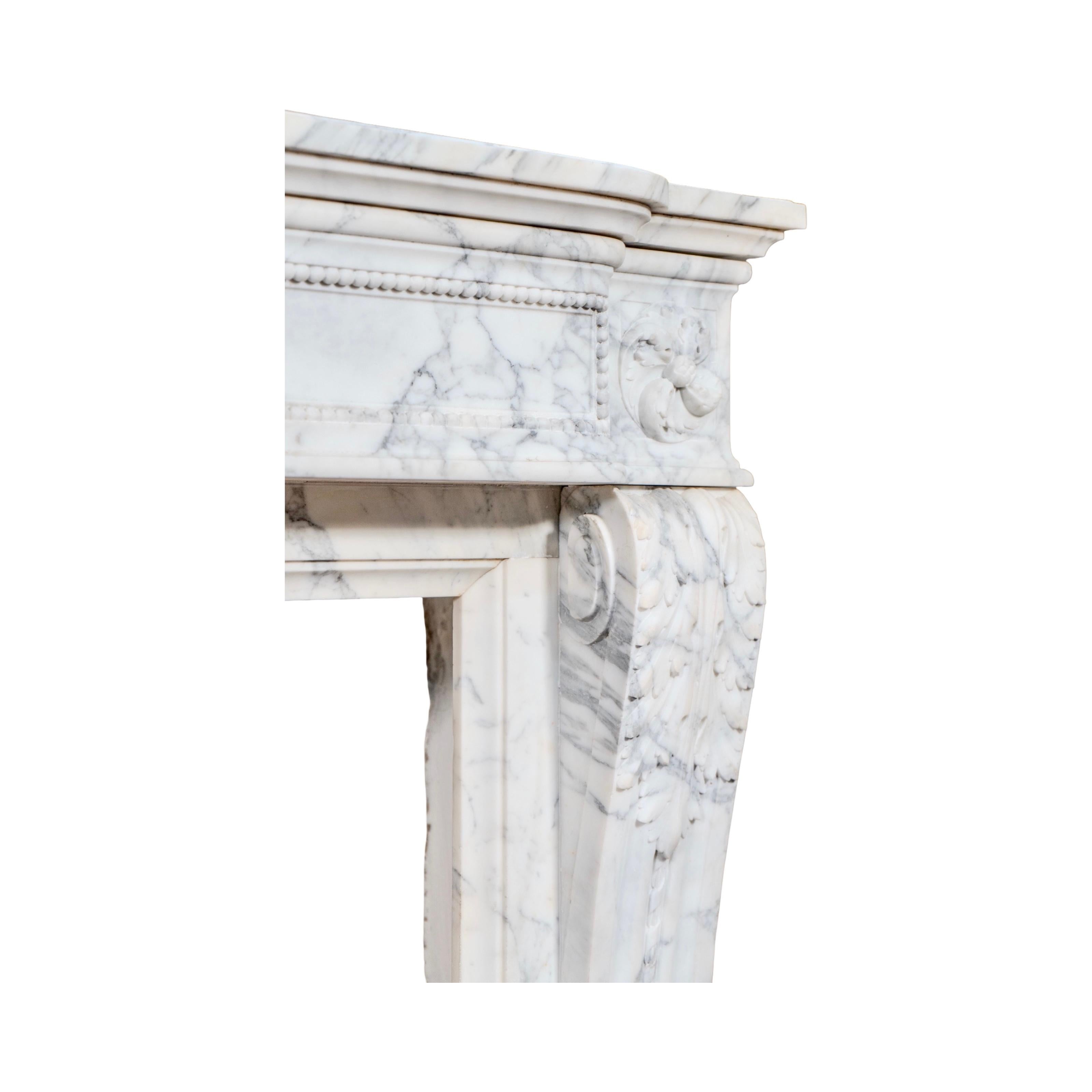 Antique French Carrara Marble Mantel For Sale 2