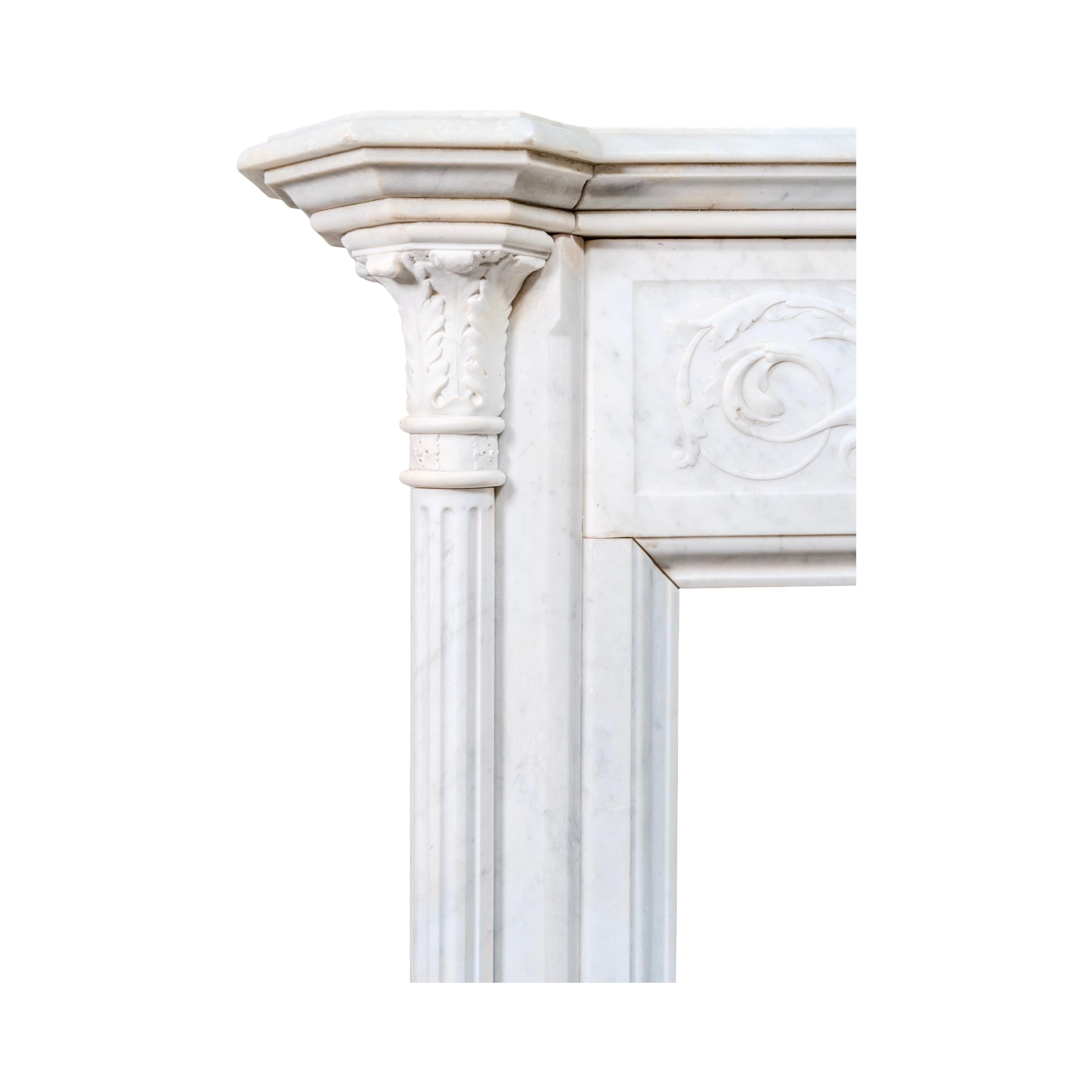 Antique French Carrara Marble Mantel For Sale 3