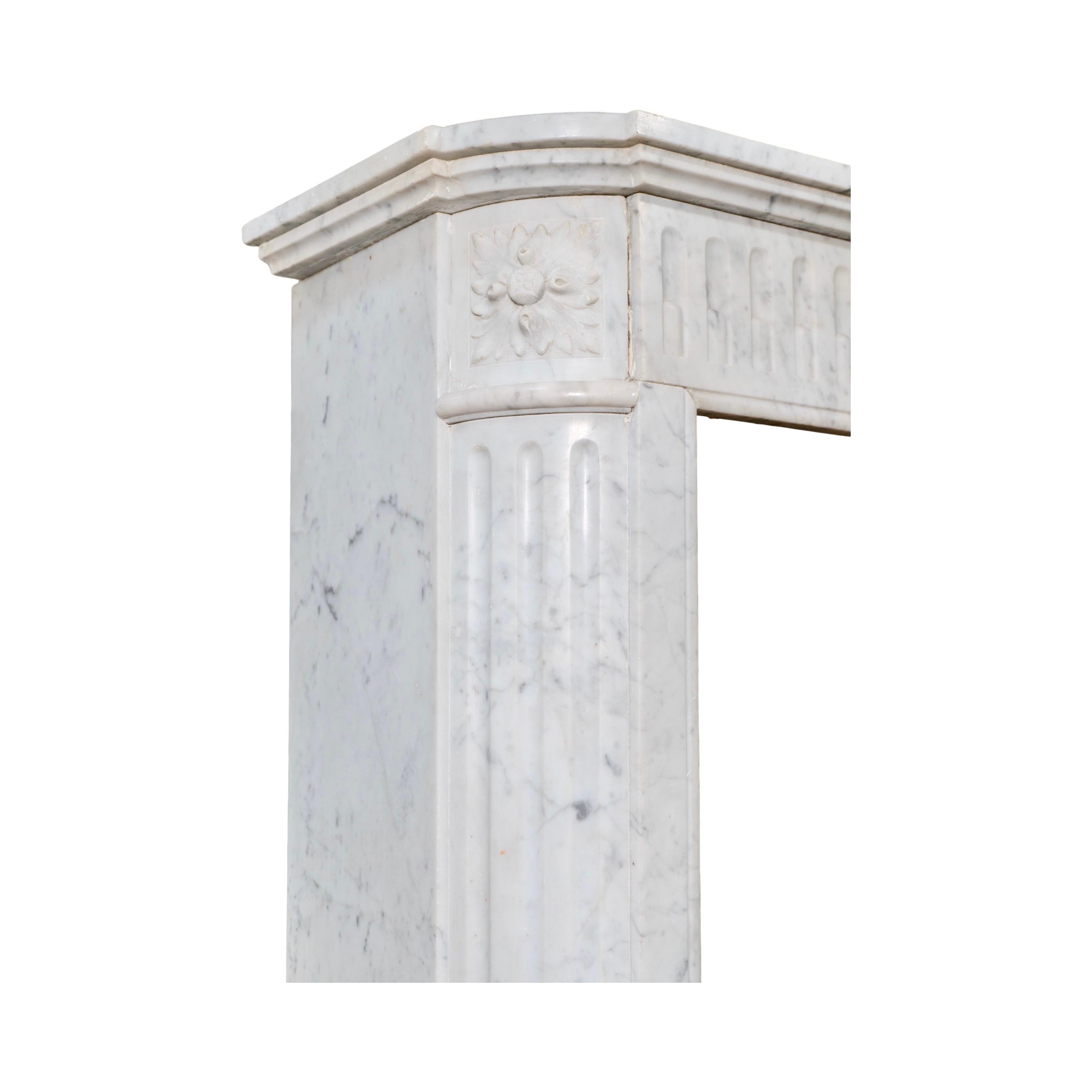 Antique French Carrara Marble Mantel For Sale 3