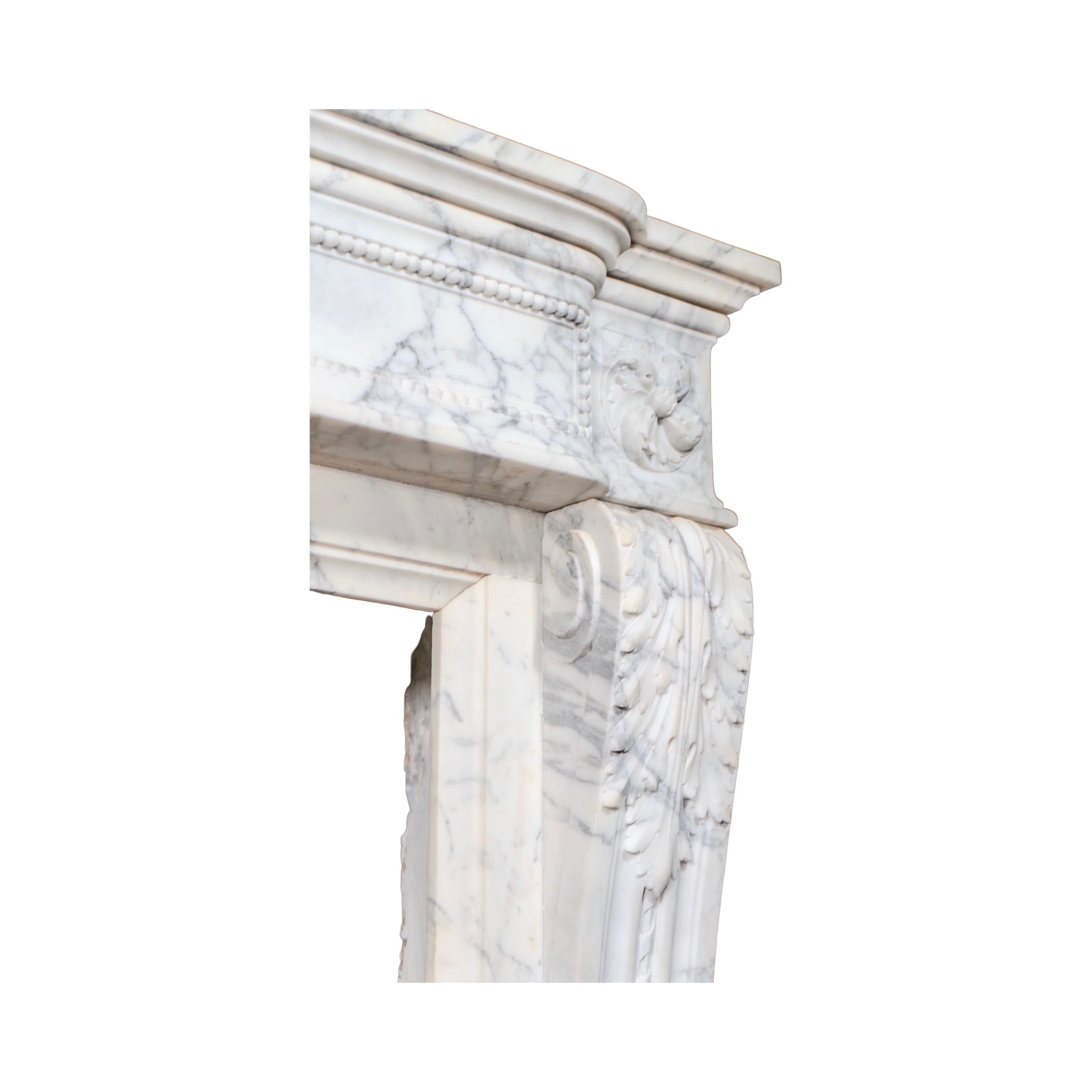 Antique French Carrara Marble Mantel For Sale 5