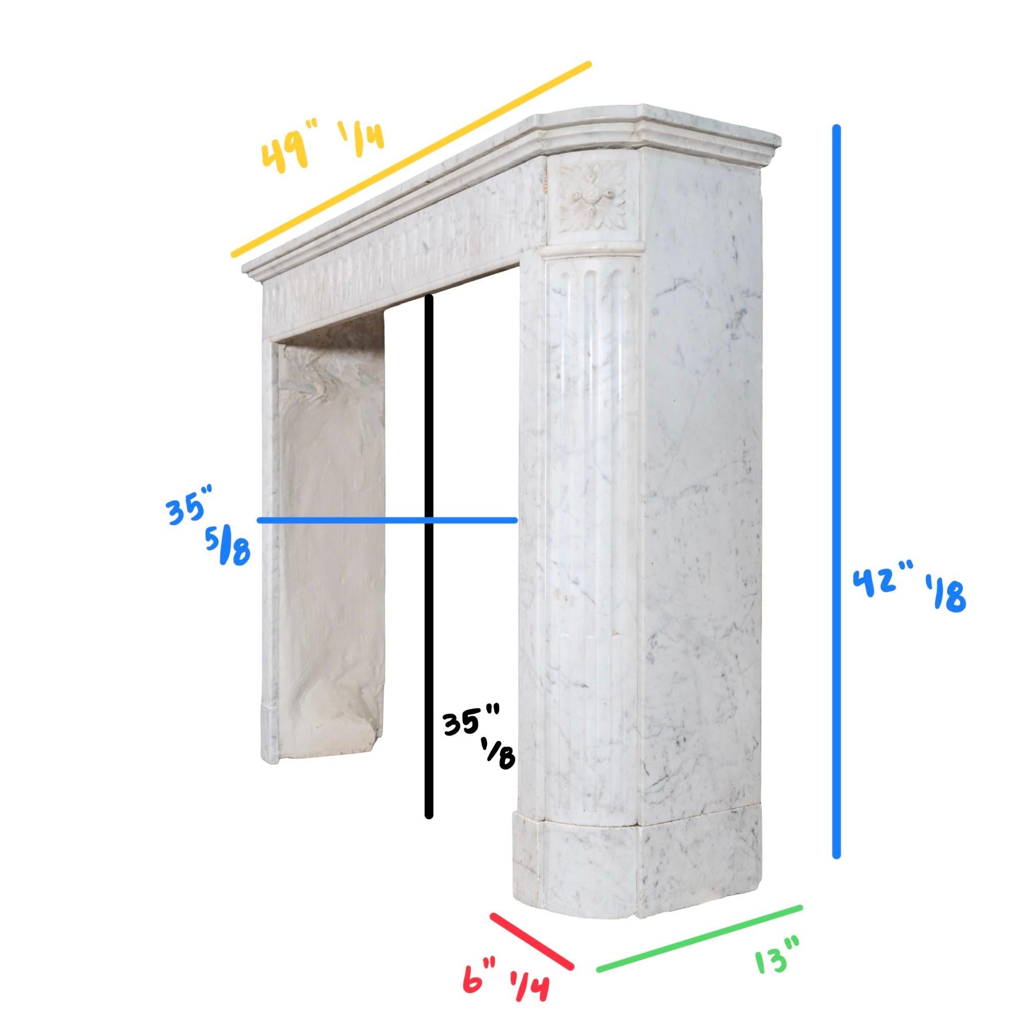 Antique French Carrara Marble Mantel For Sale 5