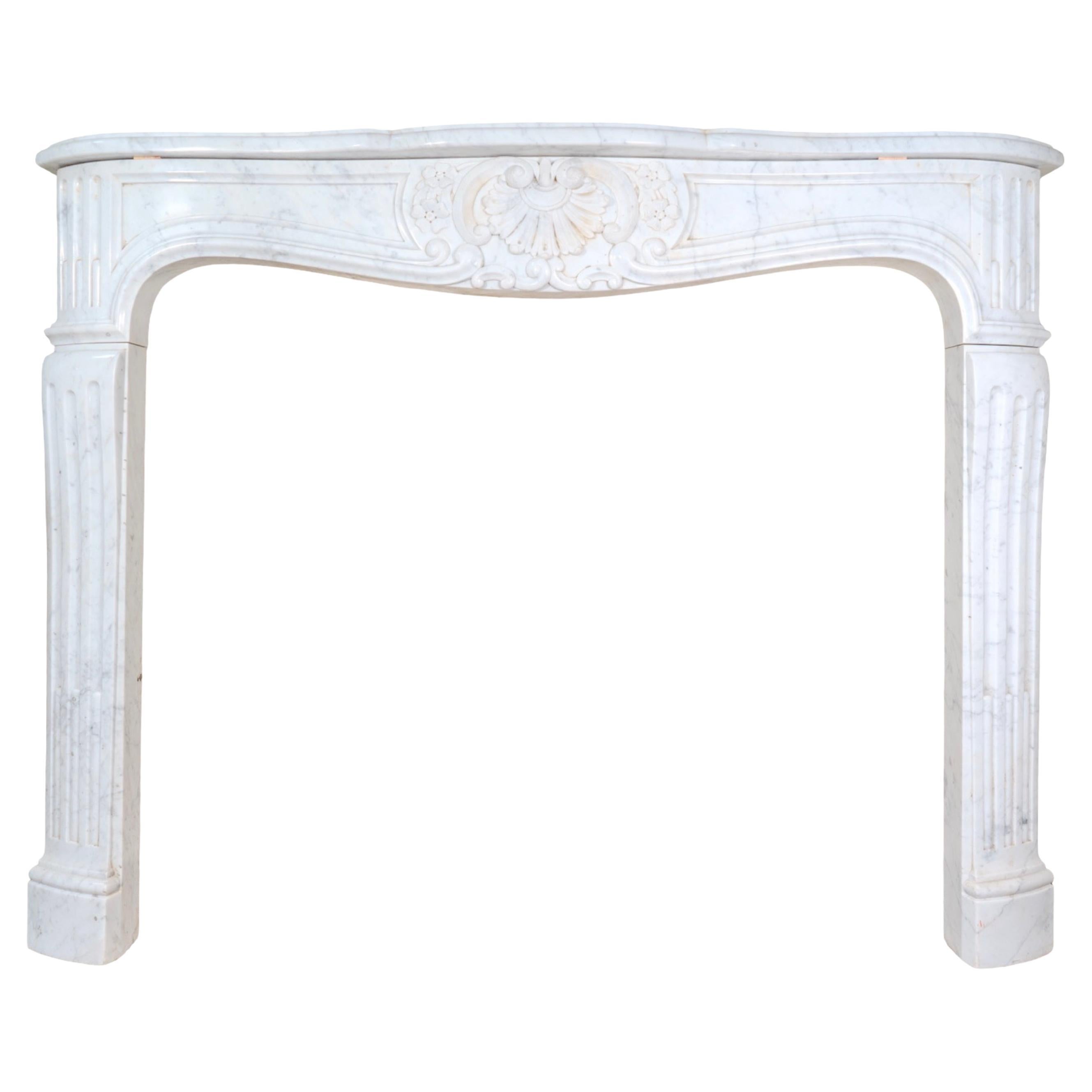 Antique French Carrara Marble Mantel For Sale