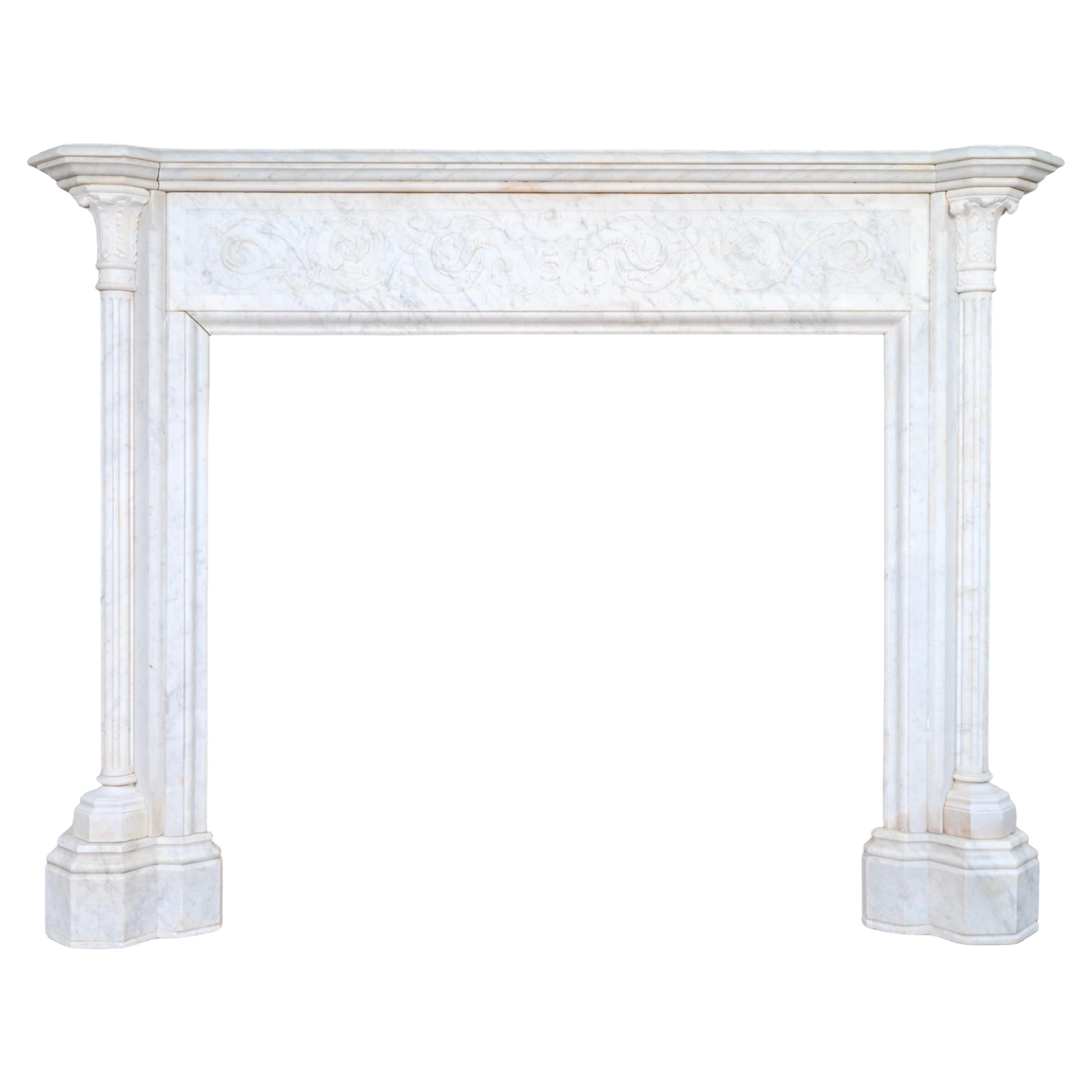 Antique French Carrara Marble Mantel