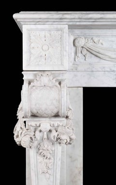 Antique French Carrara Marble Mantelpiece
