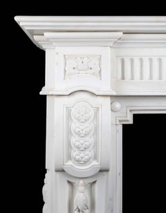 Antique French Carrara Marble Mantelpiece