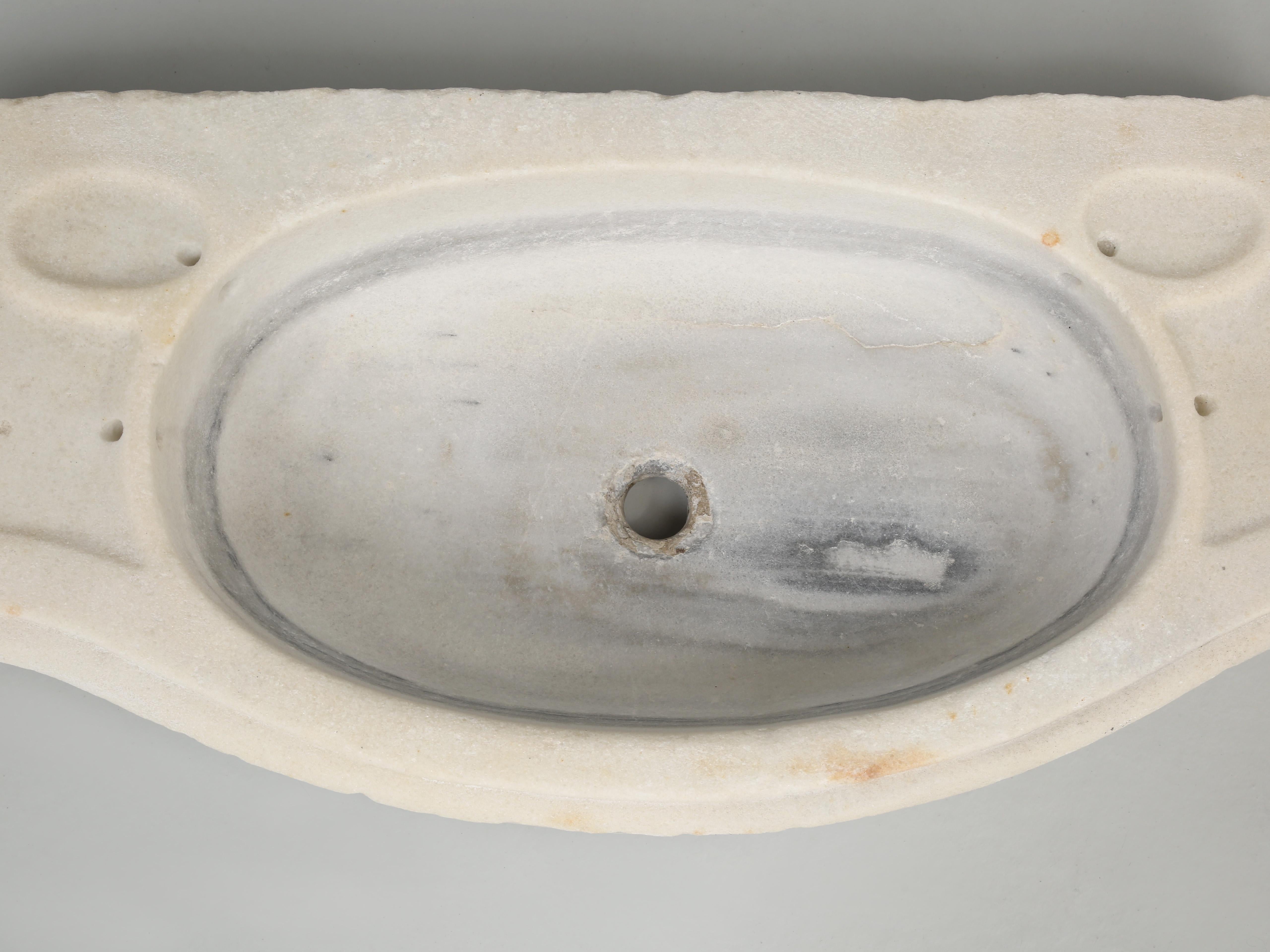 Late 19th Century Antique French Carrara Marble Sink Idea for Small Powder Room, c1800's