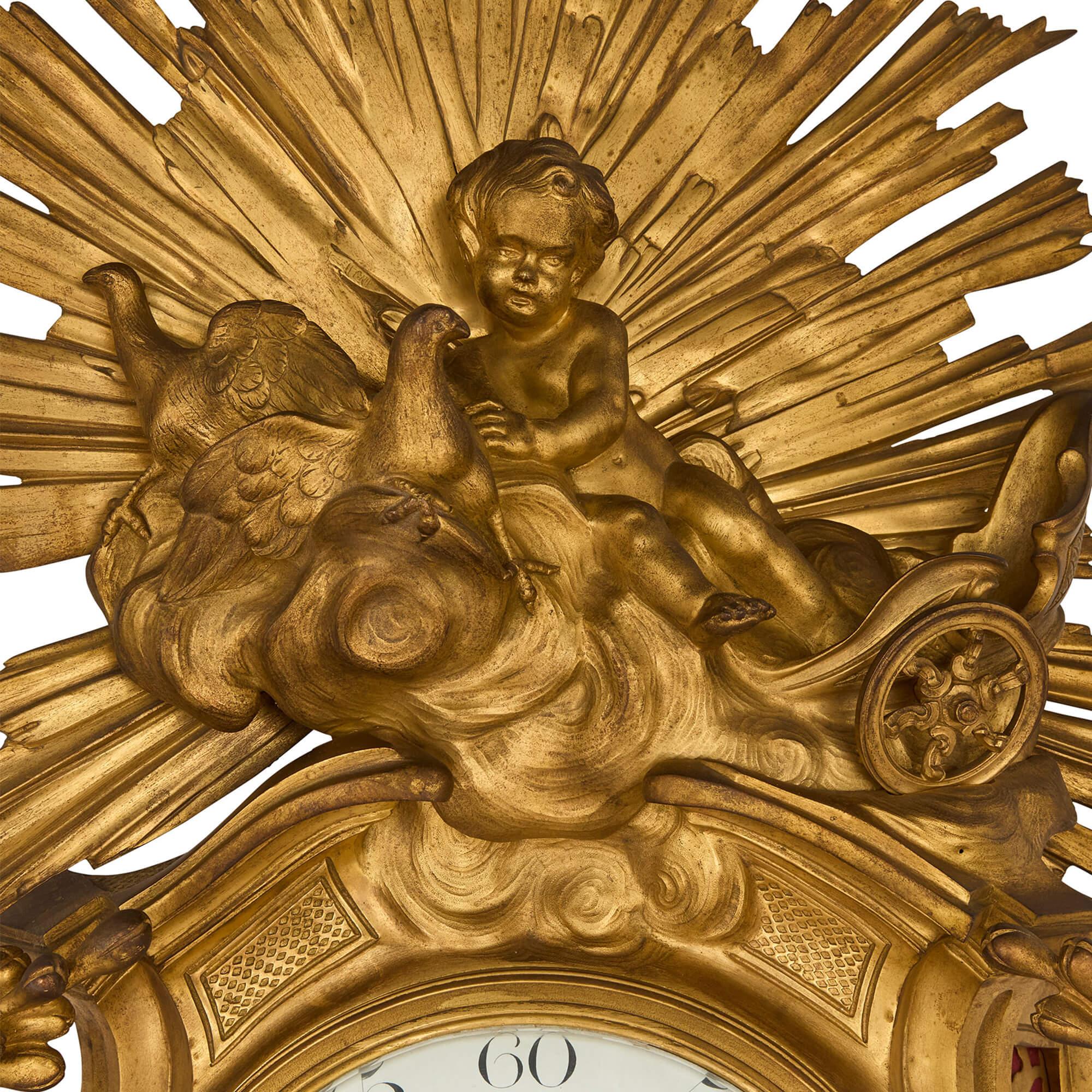 Antiguo Reloj Cartel Francés de Venus con Querubines Luis XIV en venta