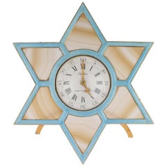 Antique French Cartier Judaica Silver-Gilt, Enamel and Agate Clock, circa 1920