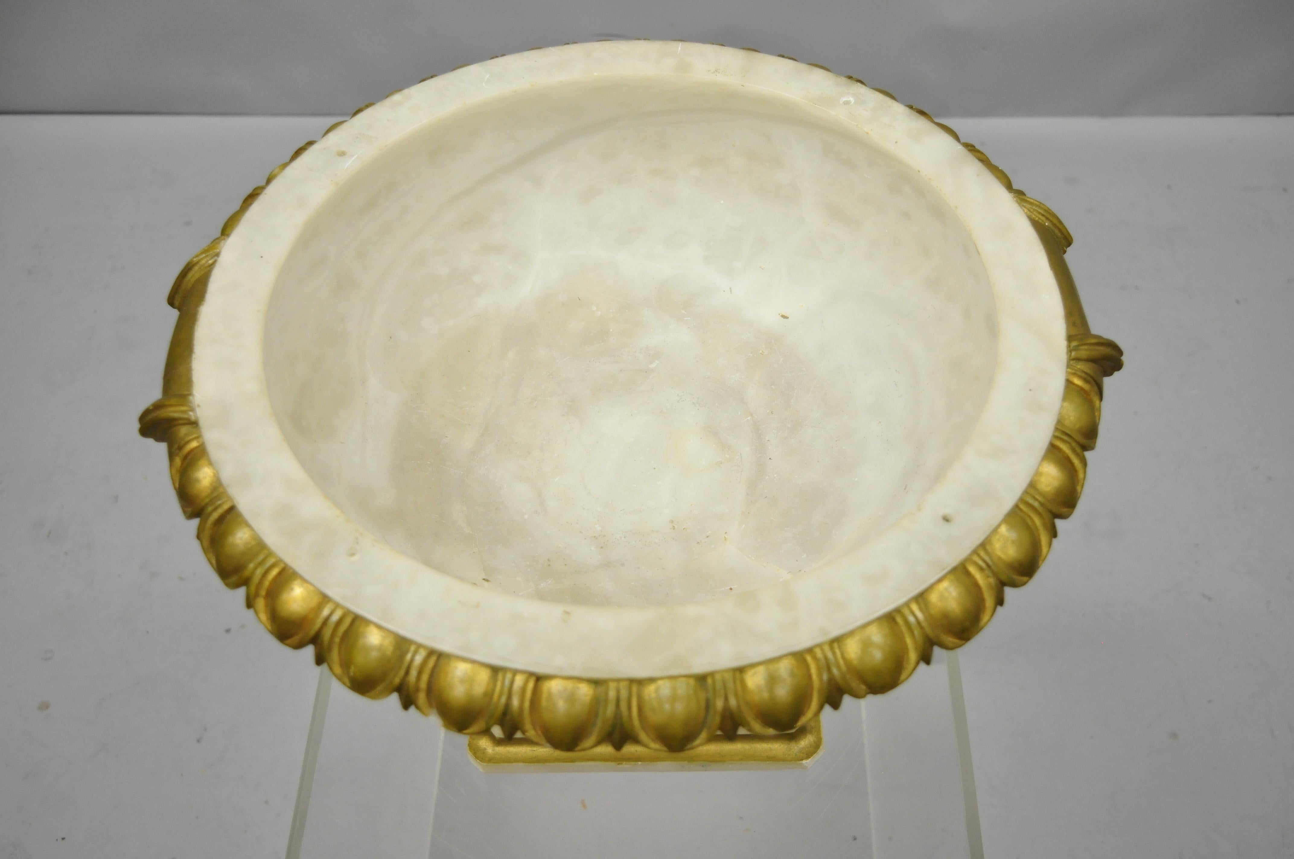 Antique French Carved Alabaster Large Table Centerpiece Center Fruit Bowl 5